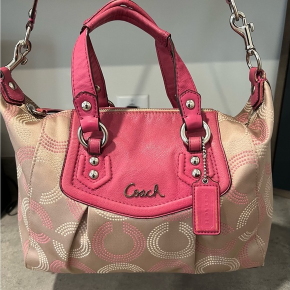 Coach Ashley Dotted Op Art Satchel-Pink! F20027 Handbag!! - Picture 2 of 10